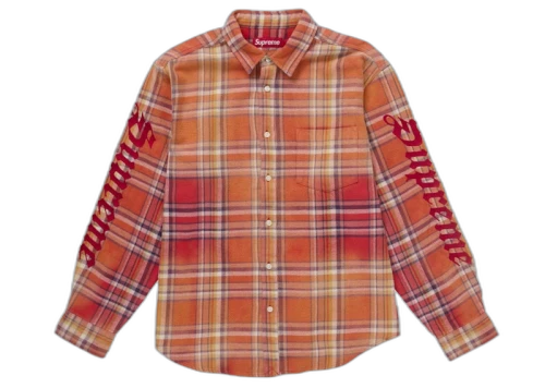 Supreme Old English Plaid Flannel Shirt Orange