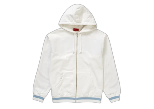 Supreme Old English Stripe Zip Up Sweatshirt White