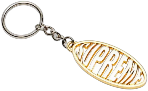 Supreme Oval Logo Keychain Silver