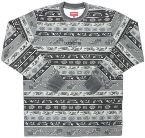 Supreme Paisley Stripe LS Top Black