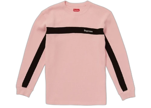 Supreme Panel Stripe Waffle Thermal Pink