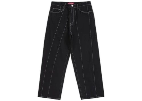 Supreme Paneled Stripe Baggy Jean Black