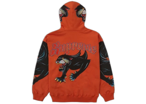 Supreme Panther Zip Up Hooded Sweatshirt Burnt Orange