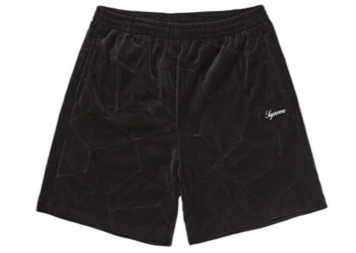 Supreme Patchwork Velour Short Black