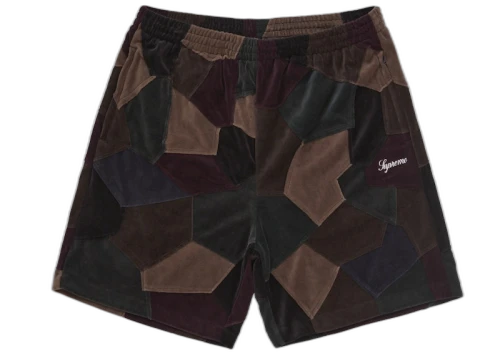 Supreme Patchwork Velour Short Dark Navy