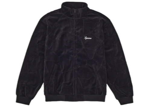 Supreme Patchwork Velour Track Jacket Black