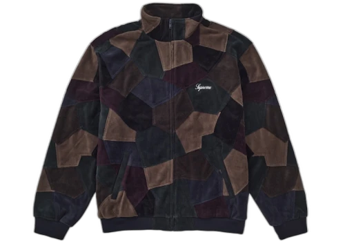 Supreme Patchwork Velour Track Jacket Dark Navy