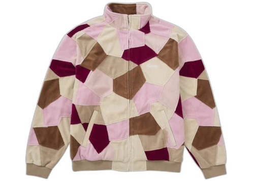 Supreme Patchwork Velour Track Jacket Tan