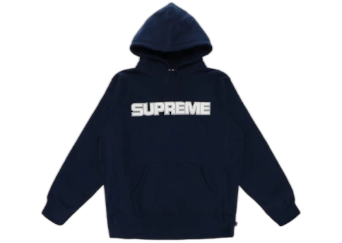 Supreme Perforated Leather Hooded Sweatshirt Navy