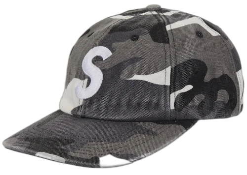Supreme Pigment Coated Canvas S Logo 6-Panel Snow Camo