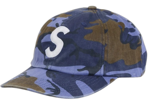 Supreme Pigment Coated S Logo 6-Panel Blue Camo