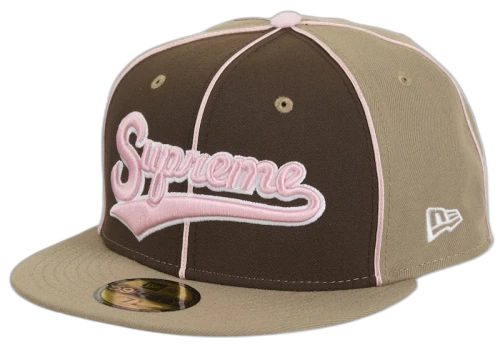 Supreme x New Era Piping Script Logo Cap Brown