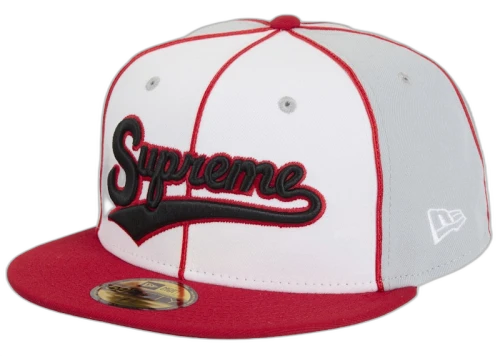 Supreme x New Era Piping Script Logo Cap Grey