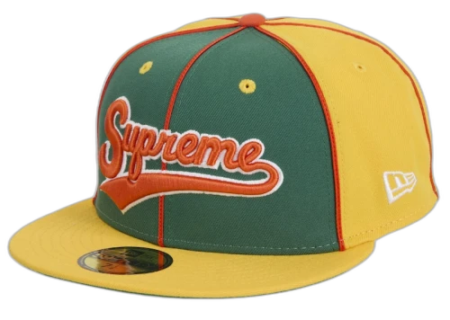 Supreme x New Era Piping Script Logo Cap Yellow