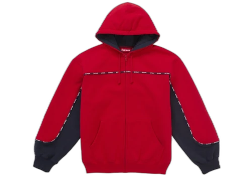 Supreme Piping Zip Up Hooded Sweatshirt Red