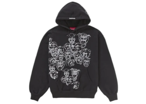 Supreme Pitbulls Embroidered Hooded Sweatshirt Black