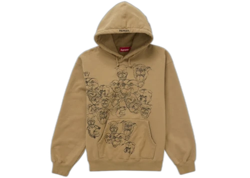 Supreme Pitbulls Embroidered Hooded Sweatshirt Brown