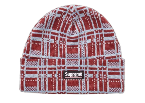 Supreme Plaid Beanie Burgundy