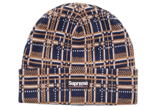Supreme Plaid Beanie Navy