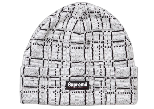 Supreme Plaid Beanie White