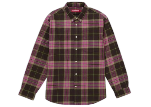 Supreme Plaid Flannel Shirt (FW25) Brown