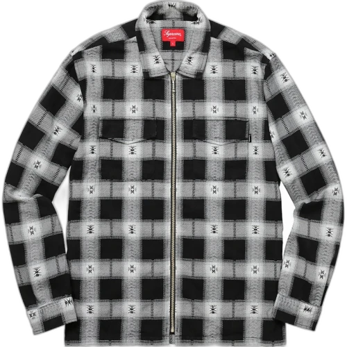 Supreme Plaid Flannel Zip Up Shirt Black