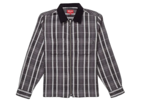 Supreme Plaid Thermal Zip Up Shirt Black