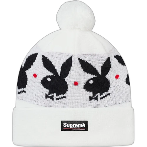Supreme Playboy Jacquard Beanie (FW17) White