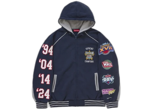 Supreme Playoffs Zip Up Hooded Sweatshirt Navy
