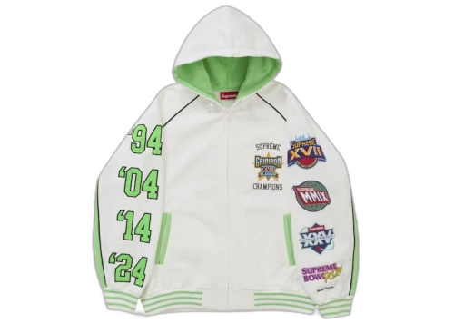 Supreme Playoffs Zip Up Hooded Sweatshirt White