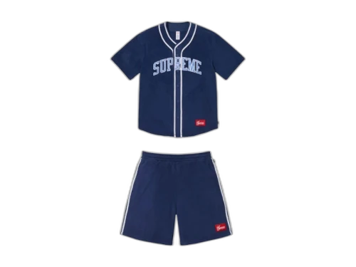 Supreme Polartec Baseball Jersey & Short Set Navy