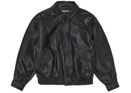 Supreme Ponyhair Varsity Jacket Black