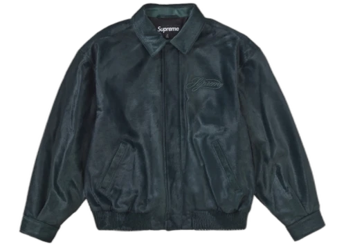 Supreme Ponyhair Varsity Jacket Green