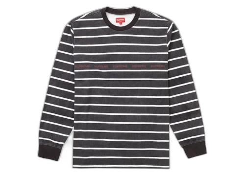 Supreme Printed Stripe Pique L/S Top Black