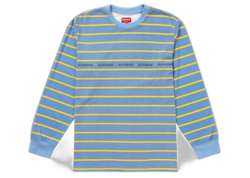Supreme Printed Stripe Pique L/S Top Blue