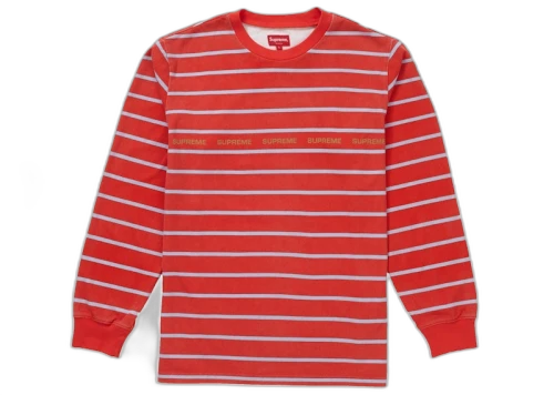 Supreme Printed Stripe Pique L/S Top Red