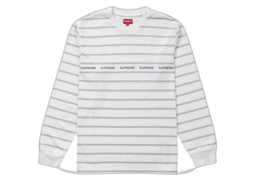 Supreme Printed Stripe Pique L/S Top White