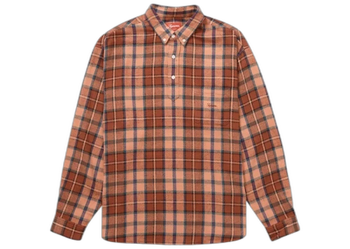 Supreme Pullover Plaid Flannel Shirt Pink