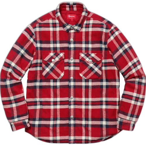 Supreme Quilted Arc Logo Flannel Shirt Red