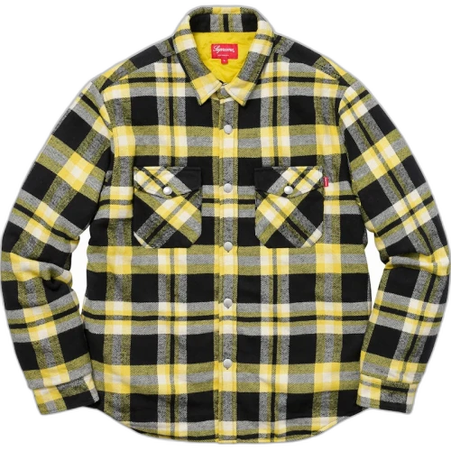 Supreme Quilted Arc Logo Flannel Shirt Yellow