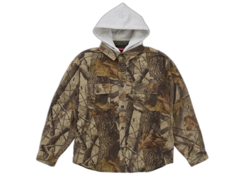 Supreme Quilted Lined Hooded Flannel Shirt Realtree Hardwoods Camo