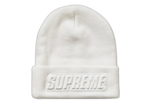 Supreme Raised Patent Logo Beanie White