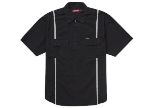 Supreme Reflective Stripe S/S Work Shirt Black