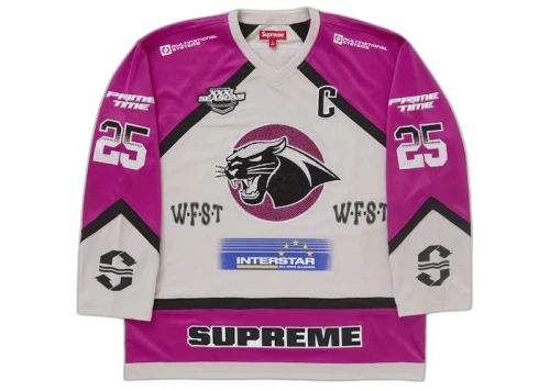 Supreme Rhinestone Hockey Jersey Light Grey