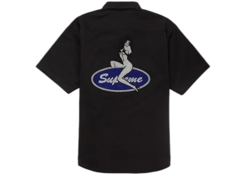 Supreme Rhinestone Pin Up S/S Work Shirt Black