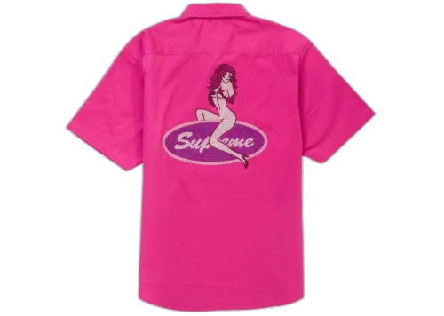 Supreme Rhinestone Pin Up S/S Work Shirt Fuchsia