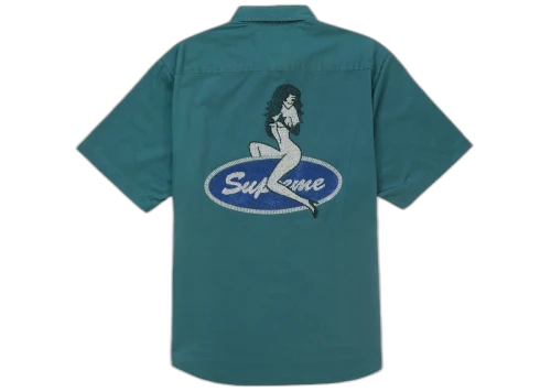 Supreme Rhinestone Pin Up S/S Work Shirt Green