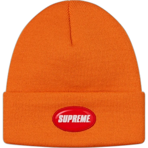 Supreme Rubber Patch Beanie Orange