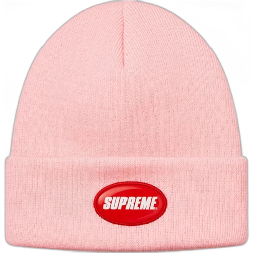 Supreme Rubber Patch Beanie Pink