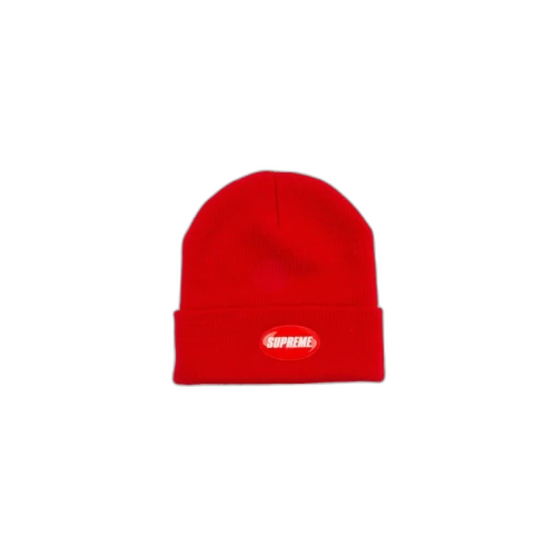 Supreme Rubber Patch Beanie Red